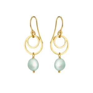 Susanne Friis Bjørner forgyldte øreringe mintgrøn perle 4007-2-905