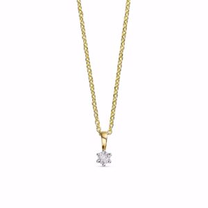 Halskæde i 8 kt. guld med diamantvedhæng 0,05 ct – Guld & Sølv Design