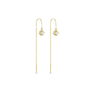 Kæde øreringe i forgyldt sølv med zirkonia – Guld & Sølv Design