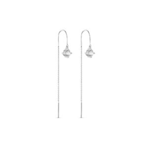 Kæde øreringe i rhodineret sølv & zirkonia – Guld & Sølv Design