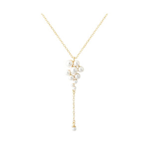 Luna Cluster halskæde i forgyldt sølv med perler – Aqua Dulce