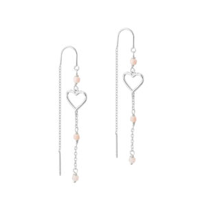 ALMA ørekæder i sølv med hjerte og rosa perle – Aqua Dulce