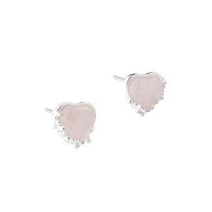 Grace ørestikkere i sølv med rosa hjerte – Aqua Dulce