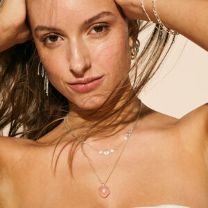 Grace halskæde i sølv med rosa hjerte – Aqua Dulce