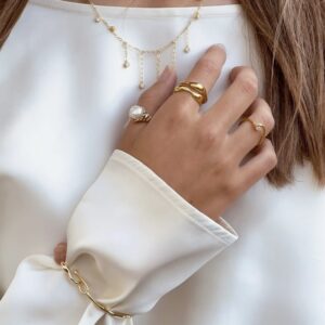 SELA perle ring forgyldt sølv - Aqua Dulce 6638