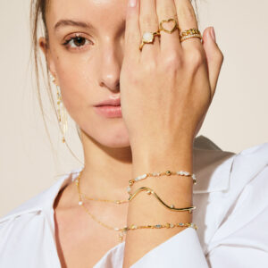 Sinna armbånd i forgyldt sølv med aquamarine og blå zirkonia - Aqua Dulce