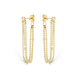 Venus kædeøreringe i forgyldt sølv med ferskvandsperler – Spirit Icons