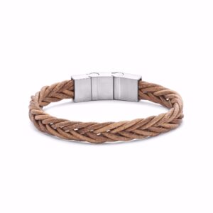 Herrearmbånd i brunt flettet læder – Frank1967