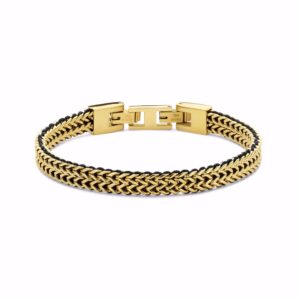 Herrearmbånd i guldfarvet stål med rævehale‑mønster - Frank1967