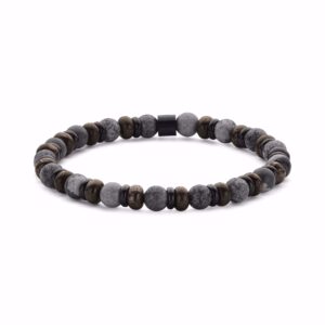 Herrearmbånd med grå spectrolite (labradorit) sten 6 mm – onesize – Frank1967