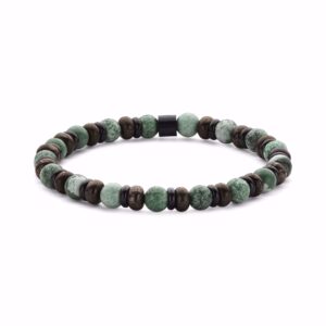 Herrearmbånd med grønne natursten 6 mm – onesize – Frank1967