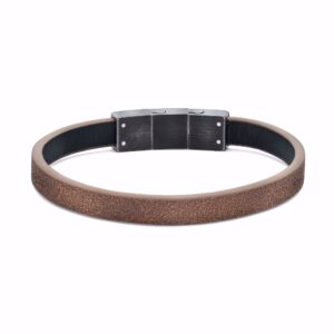 Herrearmbånd i brun læder med sort stållås – Frank1967