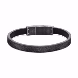 Herrearmbånd i sort læder med sort lås – frank1967