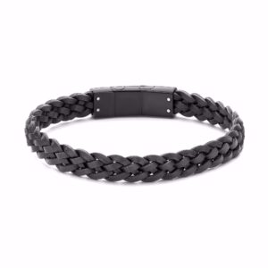 Herrearmbånd i sort læder med sort lås – Frank1967