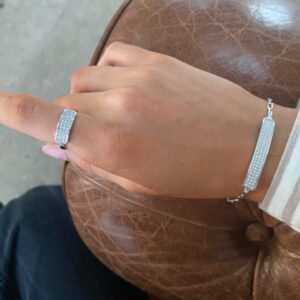 Sølv plade armbånd med zirkonia – Guld & Sølv Design