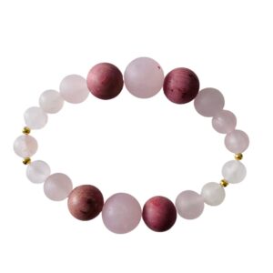 Elastisk armbånd med rosakvarts og jaspis sten