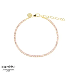 Tennis armbånd rosa zirkonia forgyldt - Aqua Dulce 5791