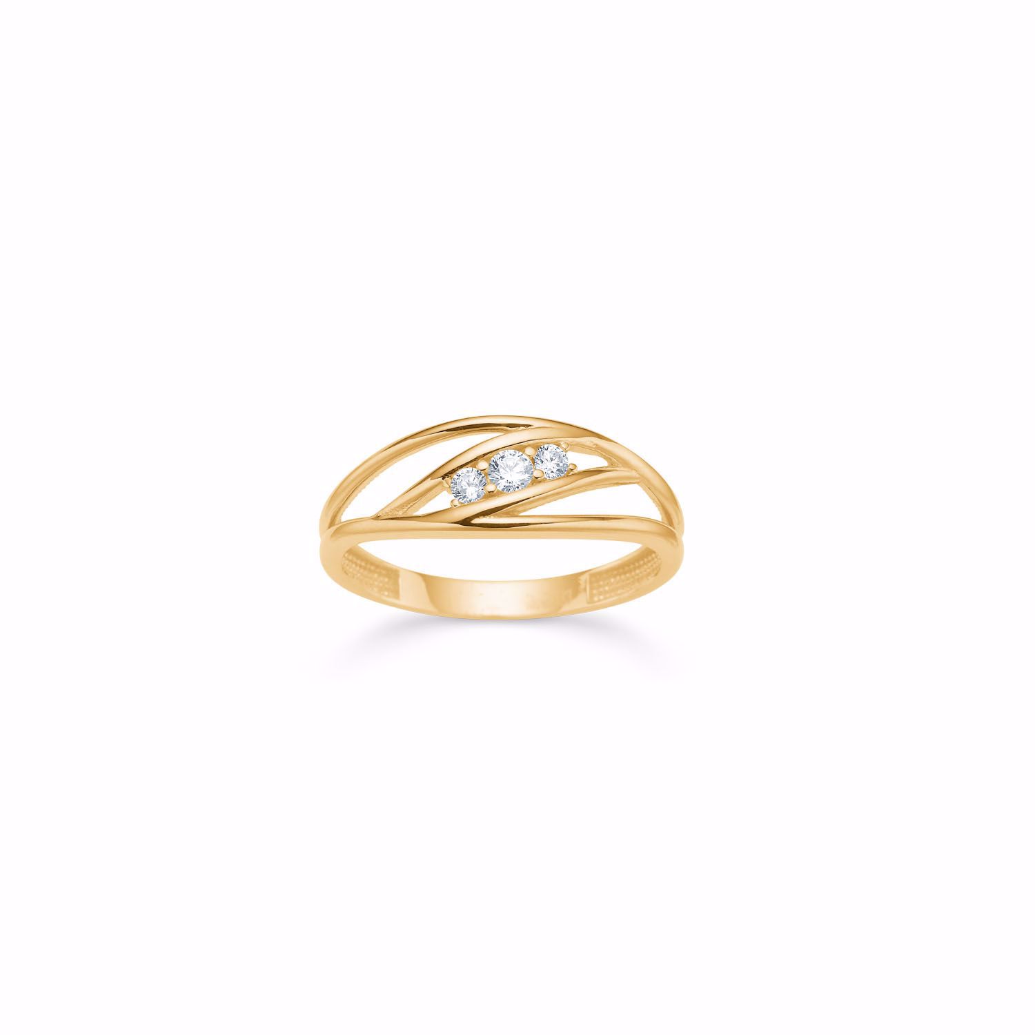 8 kt guldring med zirkonia sten - Guld & Sølv Design