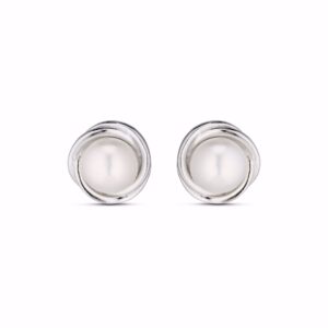 Sølv ørestikker med ferskvandsperle 8 mm – Guld & Sølv Design