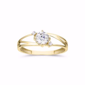 8 kt. guldring med klare zirkonia – Guld & Sølv Design