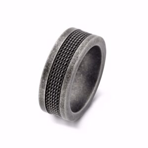 Herre vintage stålring med mesh design 8 mm – Frank1967