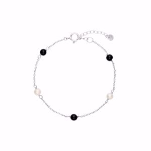 Zita armbånd i sølv med onyx og ferskvandsperler – Seville Jewelry