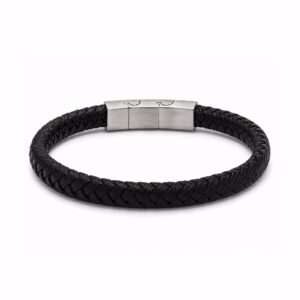Herre læderarmbånd sort flet – Frank1967