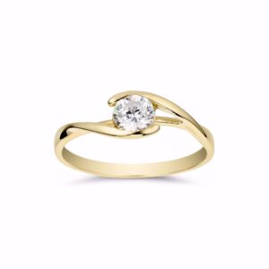 8 kt guldring med klar zirkonia – Guld & Sølv Design