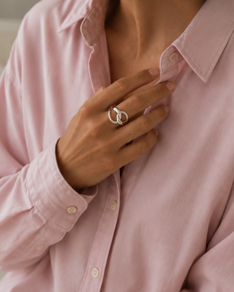 Rhodineret sølvring med knudedesign – Guld & Sølv Design - Billede 2