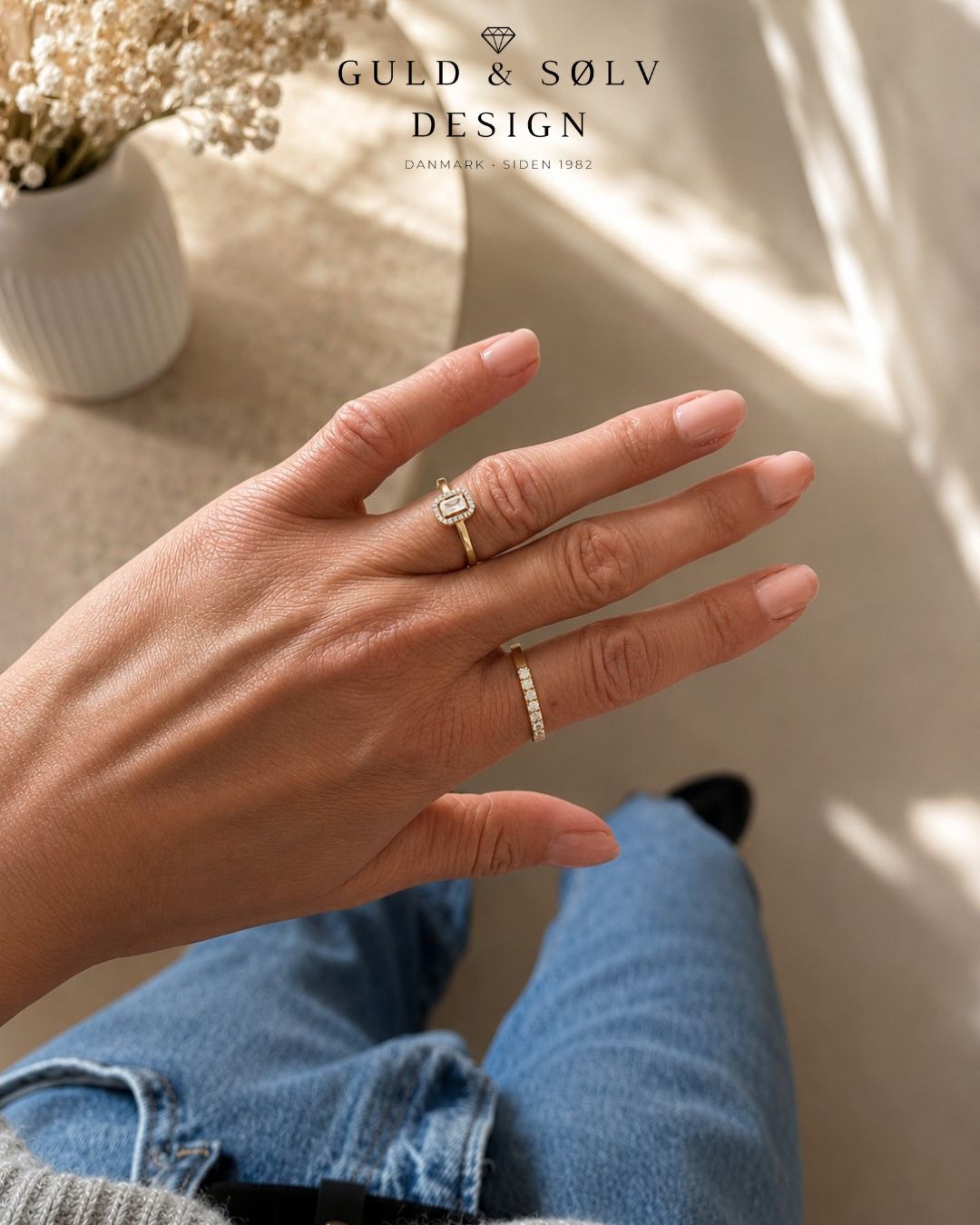 Forgyldt sølv ring med klare zirkonia – Guld & Sølv Design - Billede 2