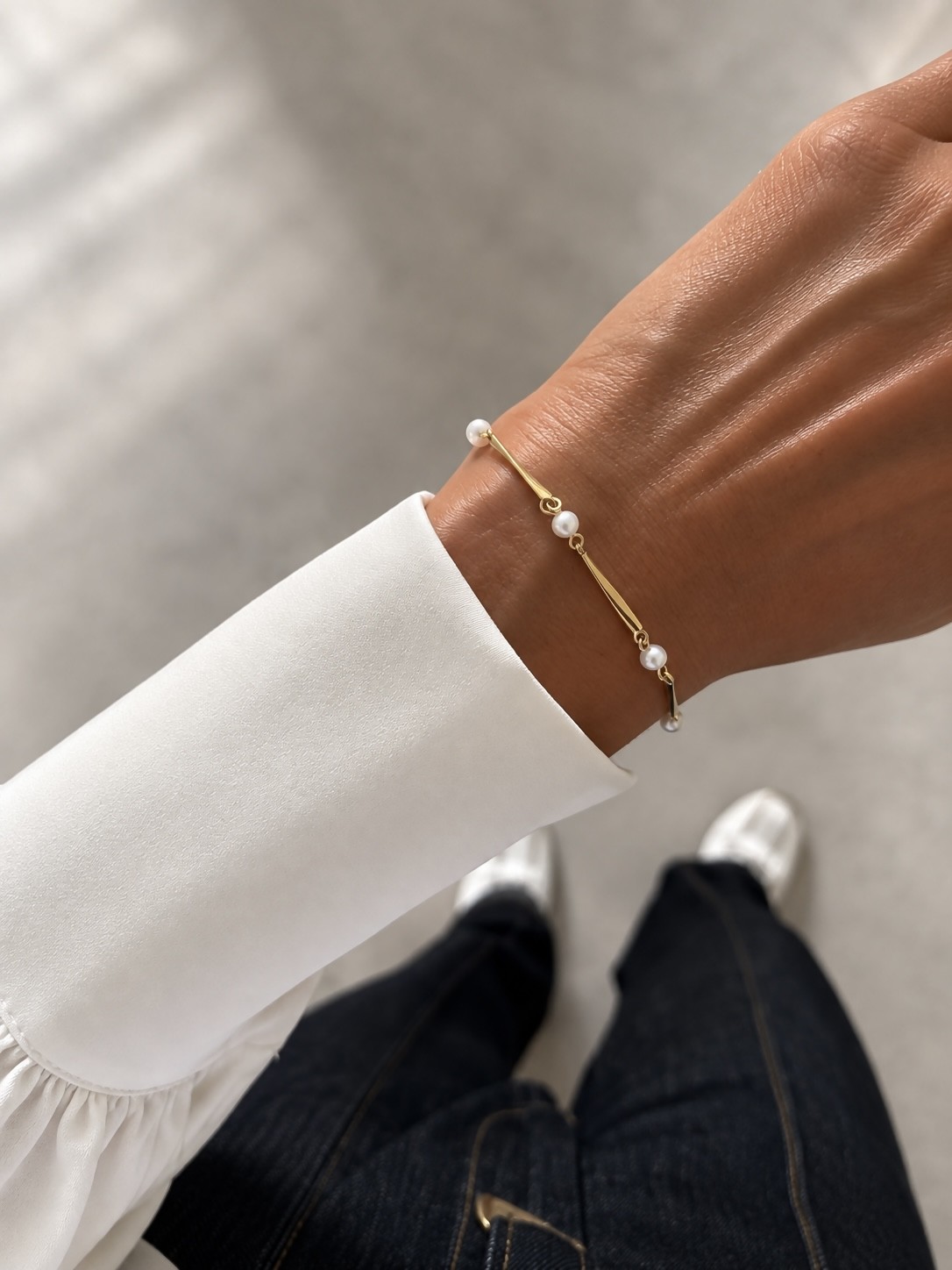 Armbånd i 8 kt guld med perler – Guld & Sølv Design - Billede 2