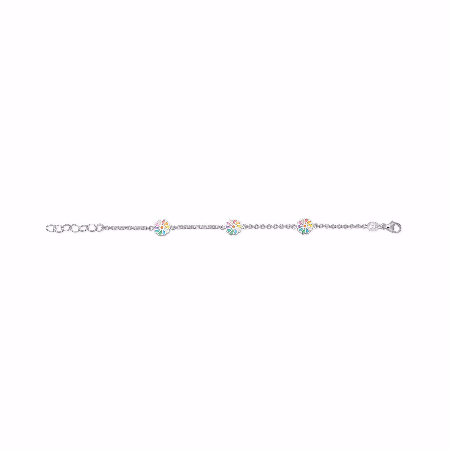 Børne sølv armbånd med regnbue blomster - Guld & Sølv Design 81003