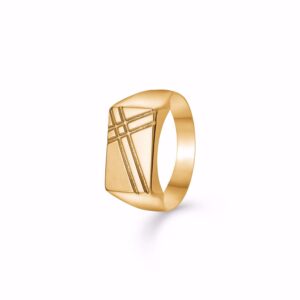 Herre ring i 8 kt. guld med mønstret top – Guld & Sølv Design