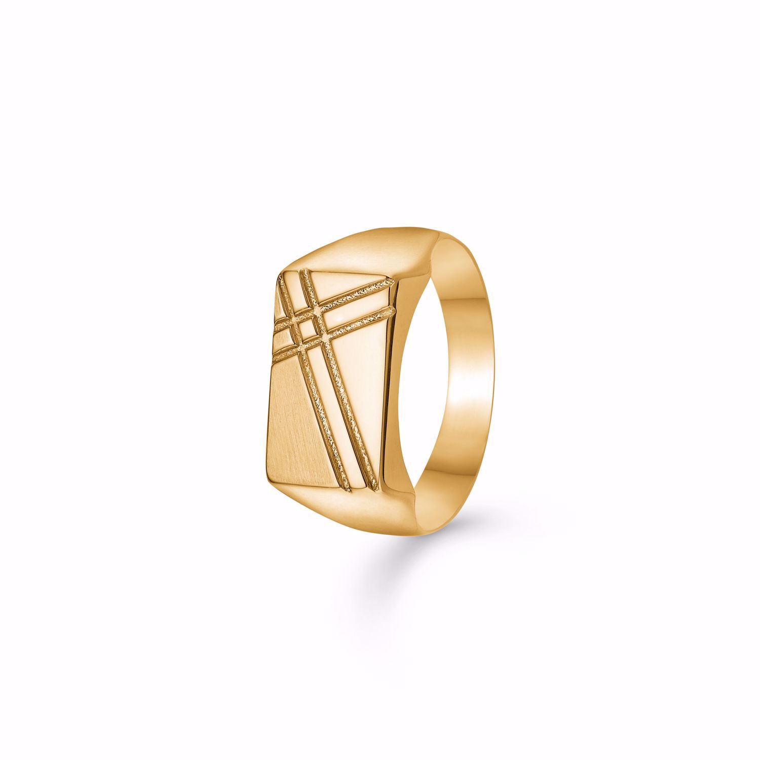 Herre ring i 8 kt. guld med mønstret top – Guld & Sølv Design