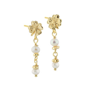 CLOVER PEARL ørestikker i forgyldt 925 sterling sølv – Aqua Dulce