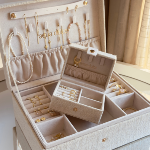 Stort smykkeskrin Sand med rejsesmykkeskrin – Aqua Dulce
