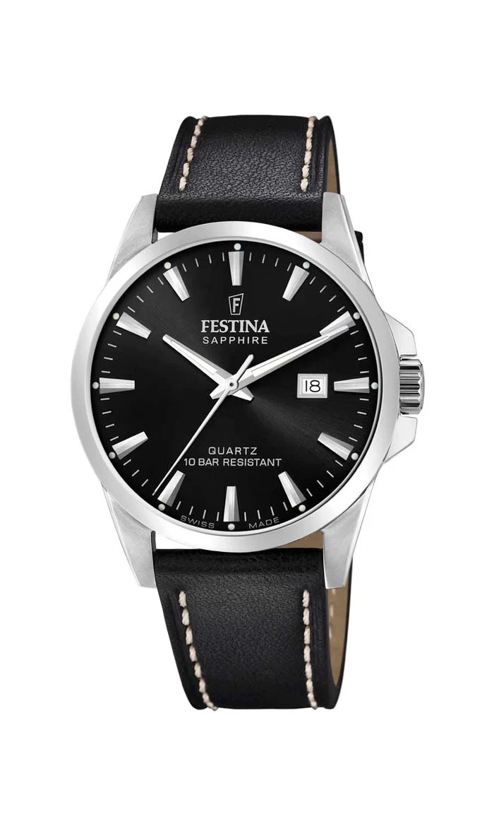 Festina Swiss Made herreur med sort læderrem – F20025/4 - Billede 2