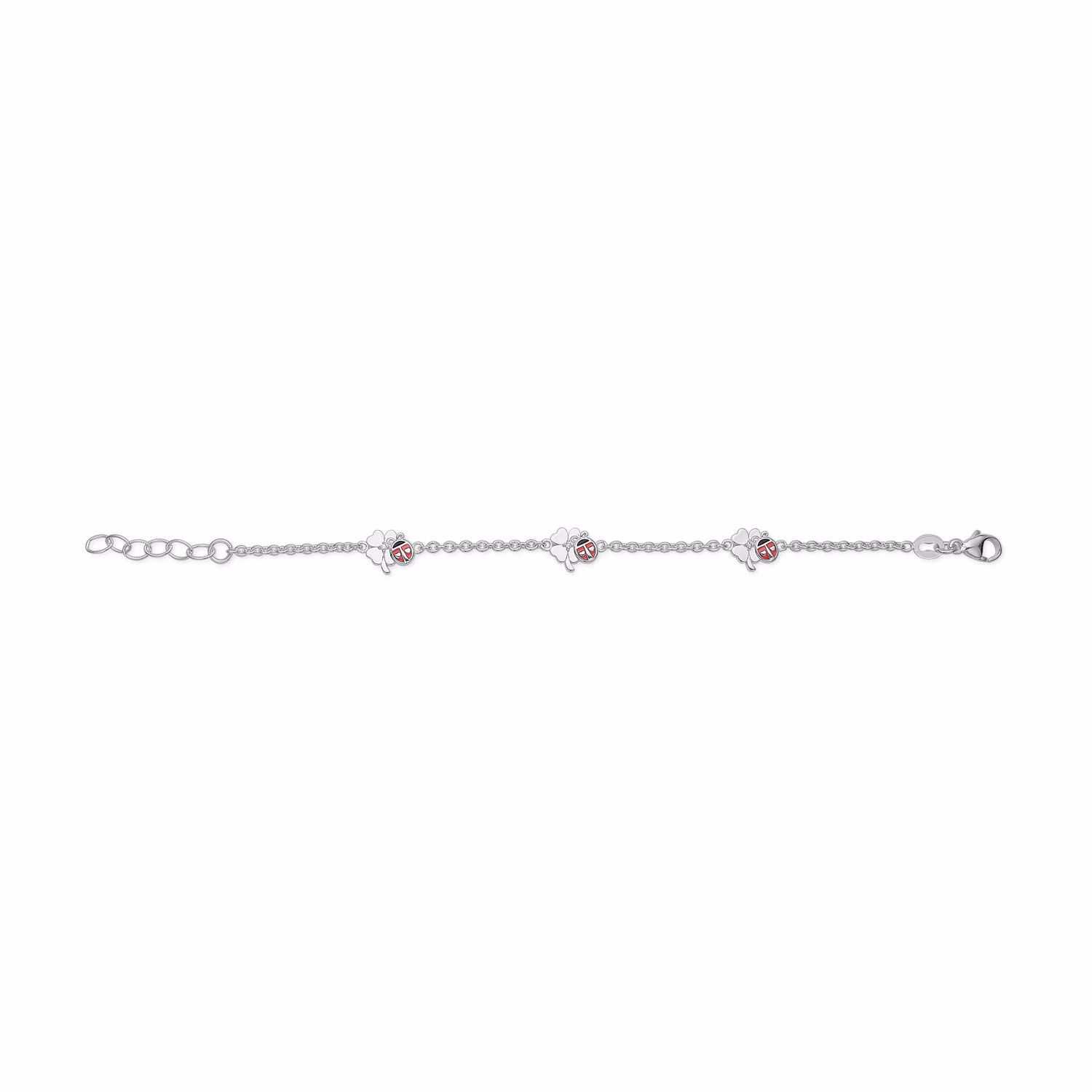 Børne sølv armbånd blomst & mariehøne - Guld & Sølv Design 81002