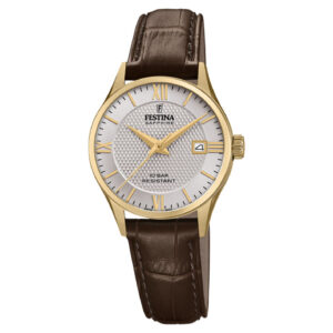 Festina Swiss Made dameur med brun læderrem – F20011/2