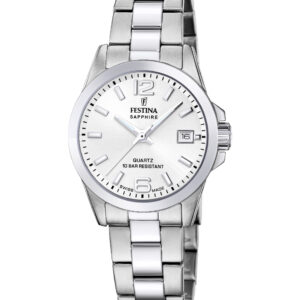 Festina D. Swiss Made dameur i stål med hvid skive – F20049/1