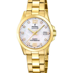 Festina D. Swiss Made dameur i guldfarvet stål med perlemor – F20050/1