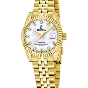 Festina dameur Swiss Made med hvid perlemorsskive – F20089/1