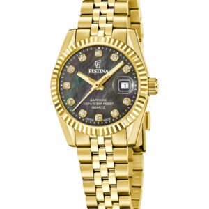 Festina dameur Swiss Made med sort perlemorsskive – F20089/3