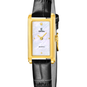 Festina Mademoiselle dameur med perlemor og sort læderrem - F20770/1